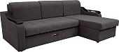 Диван Сириус Лидер-4 с оттоманкой ППУ 260x165 (Eva 24 велюр темно-серый)