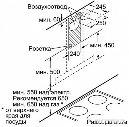 Кухонная вытяжка Bosch DWB067J50