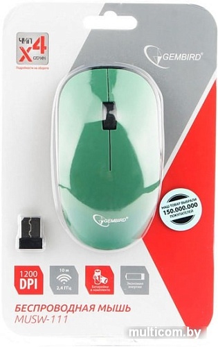 Мышь Gembird MUSW-111-GRN