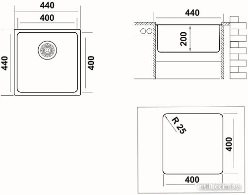 Кухонная мойка Ukinox Лофт LOB400.400-GT10P