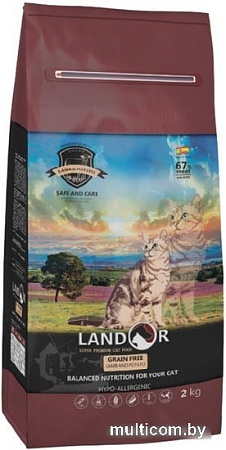 Сухой корм для кошек Landor Grain Free Hairball & Weight Control 10 кг
