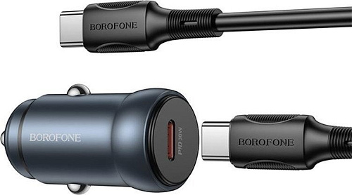 Автомобильное зарядное Borofone BZ32 USB Type-C (серый)
