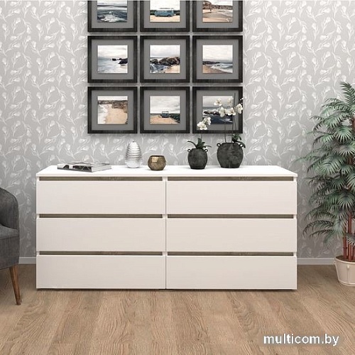 Комод Кортекс-мебель Бари 160 6ш (белый/белый/дуб сонома)