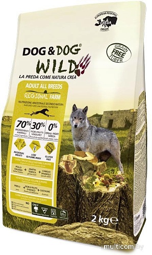 Сухой корм для собак Gheda Petfood Dog&Dog Wild Regional Farm с курицей, уткой и кроликом (2 кг)