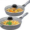 Набор сковород Elan Gallery Гармония вкуса +крышки 120591+2 (4пр, серый мрамор)