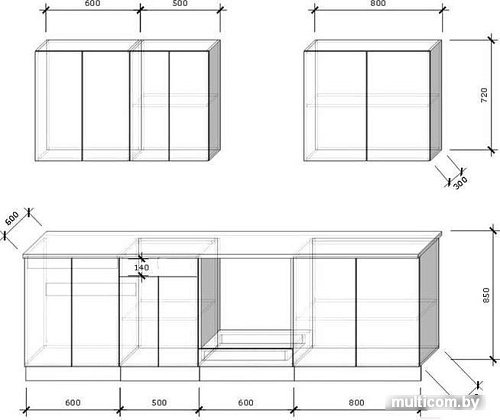 Кухня Хоум Лайн Луиза Люкс 2500 (сосна пасадена/сосна касцина)