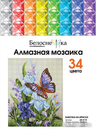 Алмазная мозаика Белоснежка Бабочка на ирисах 408-ST-PS