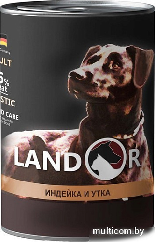 Консервированный корм для собак Landor Adult Turkey and Duck 400 г