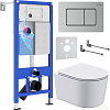 Унитаз подвесной Roxen Simple compact в комплекте с инсталляцией StounFix Dual Fresh 6 в 1 968486 (кнопка: сатин)