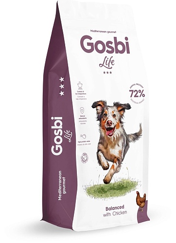 Сухой корм для собак Gosbi Life dog balanced with chicken 12 кг