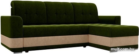 Угловой диван Mebelico Честер 61114 (правый, вельвет, зеленый/бежевый)