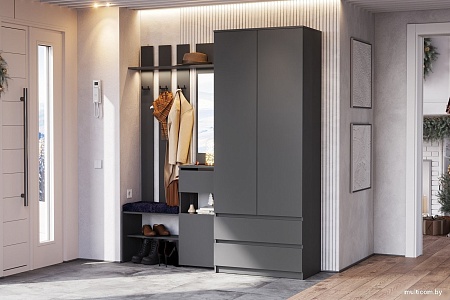 Стенка Mio Tesoro Денвер с зеркалом (графит серый)