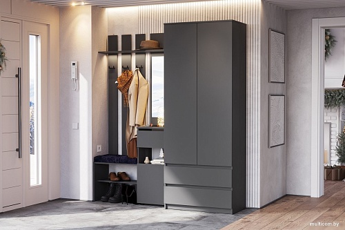 Стенка Mio Tesoro Денвер с зеркалом (графит серый)