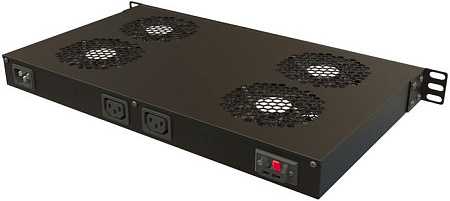 Блок вентиляторов для серверного шкафа Hyperline TRFA-WB-MICR-4F-RAL9004
