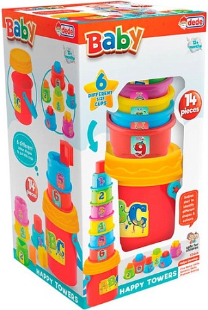 Набор развивающих игрушек Dede Логическая пирамидка стаканчики в ведерке 03466