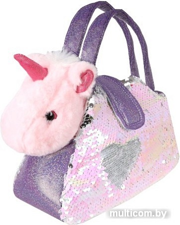 Классическая игрушка Fluffy Family Единорог в сумочке с пайетками 681687
