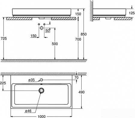 Умывальник Grohe 3947500H с гигиеническим покрытием 100x49