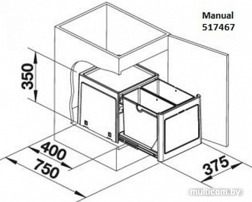 Мусорное ведро с разделителем Blanco Select Botton Pro 45 Manual