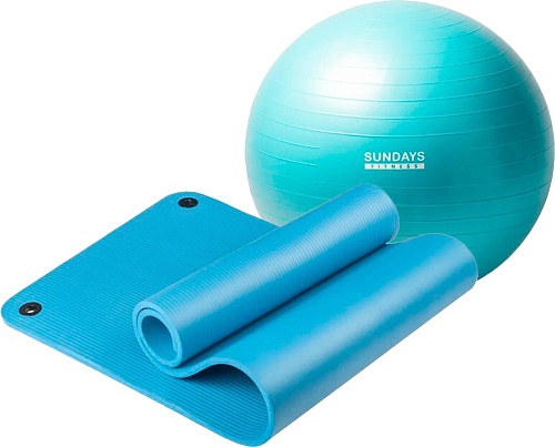 Набор для йоги Sundays Fitness Фитбол 75см IR97403 + Коврик 1.2см IR97506 (голубой, голубой)
