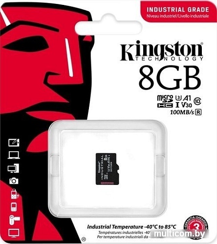 Карта памяти Kingston Industrial microSDHC SDCIT2/8GBSP 8GB
