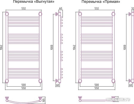 Полотенцесушитель Сунержа Богема+ 1000x500 15-0221-1050