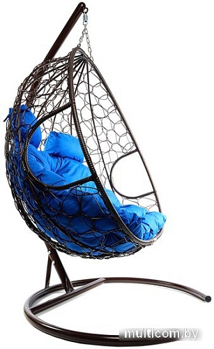 Подвесное кресло M-Group Для двоих 11450210 (коричневый ротанг/синяя подушка)