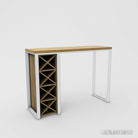Барный стол Hype Mebel Уайн 120x40 (белый/дуб галифакс олово)