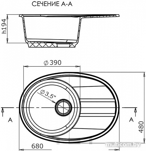 Кухонная мойка LEX Laguna 680 (черный)