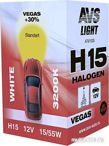 Галогенная лампа AVS Vegas H15 12V 15/55W 1шт [A78152S]