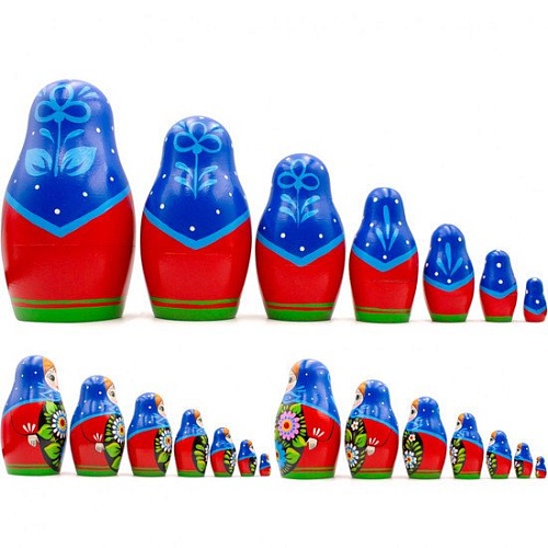 Развивающая игра Брестская Матрешка В сарафане с расписанными вручную герберами (набор 7 шт)