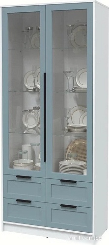 Шкаф-витрина Интерлиния Концепт Тренд КТ-ШВ2 (белый платинум/океан)