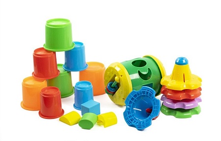 Набор развивающих игрушек Sharktoys Сортер, пирамидка, стаканчики 3 в 1 22200050