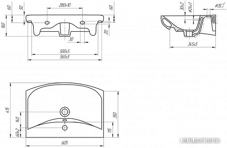 Умывальник Cersanit CARINA 60 (с пьедесталом)