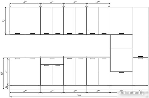 Готовая кухня ЭлиГард Lion 3.6 (белый структурный/дуб бунратти)