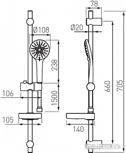 Душевой гарнитур Ferro Nessa N350B