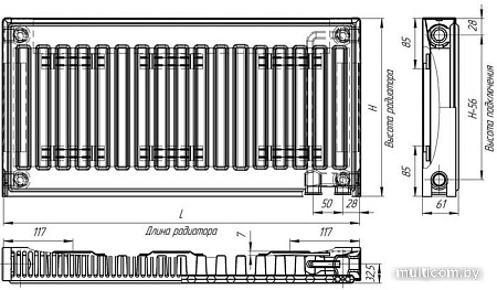 Стальной панельный радиатор Лидея ЛУ 11-305 300x500