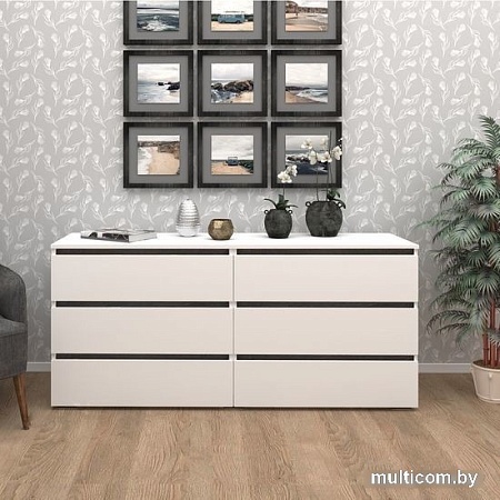 Комод Кортекс-мебель Бари 160 6ш (белый/белый/береза)