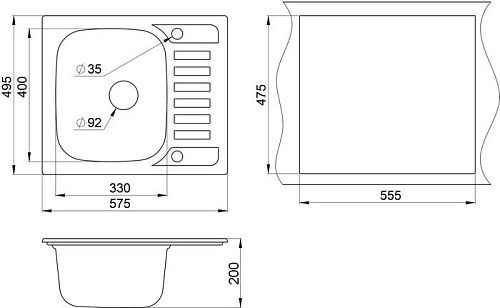 Кухонная мойка Granula 5801 (черный)