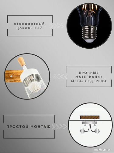 Спот Aitin Pro НПБ 02-3x60-102 N6235/3 (белый/дерево)