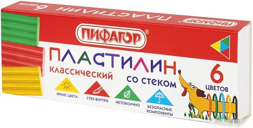 Пластилин Пифагор Веселая такса 106674 (6 цв)