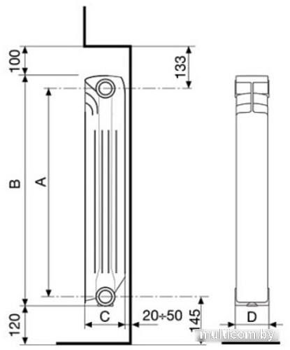 Алюминиевый радиатор Nova Florida Extrathermserir Super B4 350/100 White (9 секций)