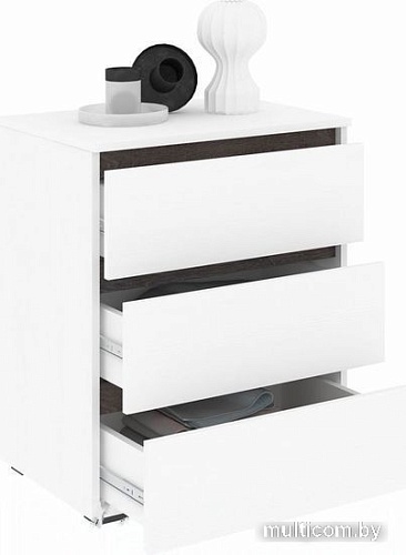 Комод Кортекс-мебель Бари 60 3ш (белый/белый/береза)