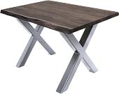 Кухонный стол Buro7 Икс 120 (с обзолом, дуб мореный/серебро)
