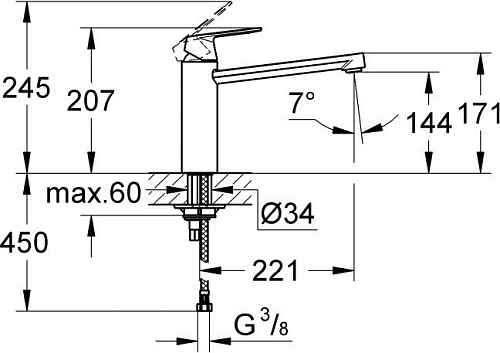 Смеситель Grohe Eurosmart Cosmopolitan 30193000