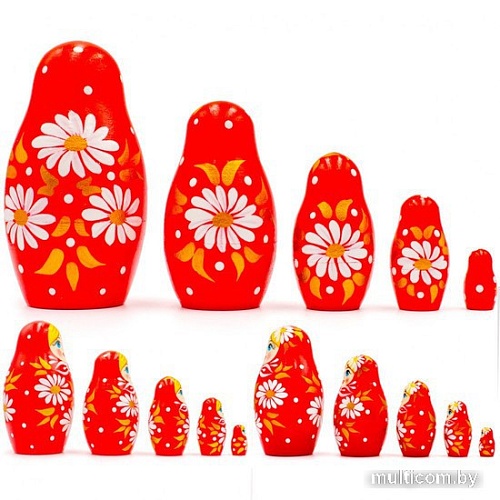 Развивающая игра Брестская Матрешка В красном наряде с ромашками (набор 5 шт)