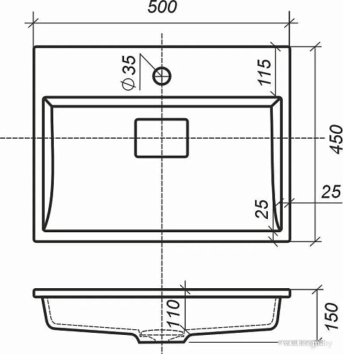 Умывальник Versalia Absolute 50 Black