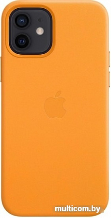 Чехол Apple MagSafe Leather Case для iPhone 12/12 Pro (золотой апельсин)