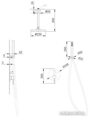 Душевая система Abber Emotion AF8821B (черный матовый)