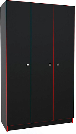 Шкаф распашной МДК Black 3-х створчатый BL-СК3К 490x1200x1980 (черный/кромка красная)