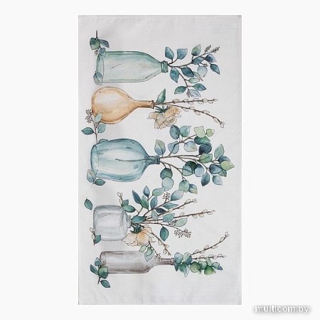 Полотенце Этель Flower mood 7588541 (белый/зеленый)